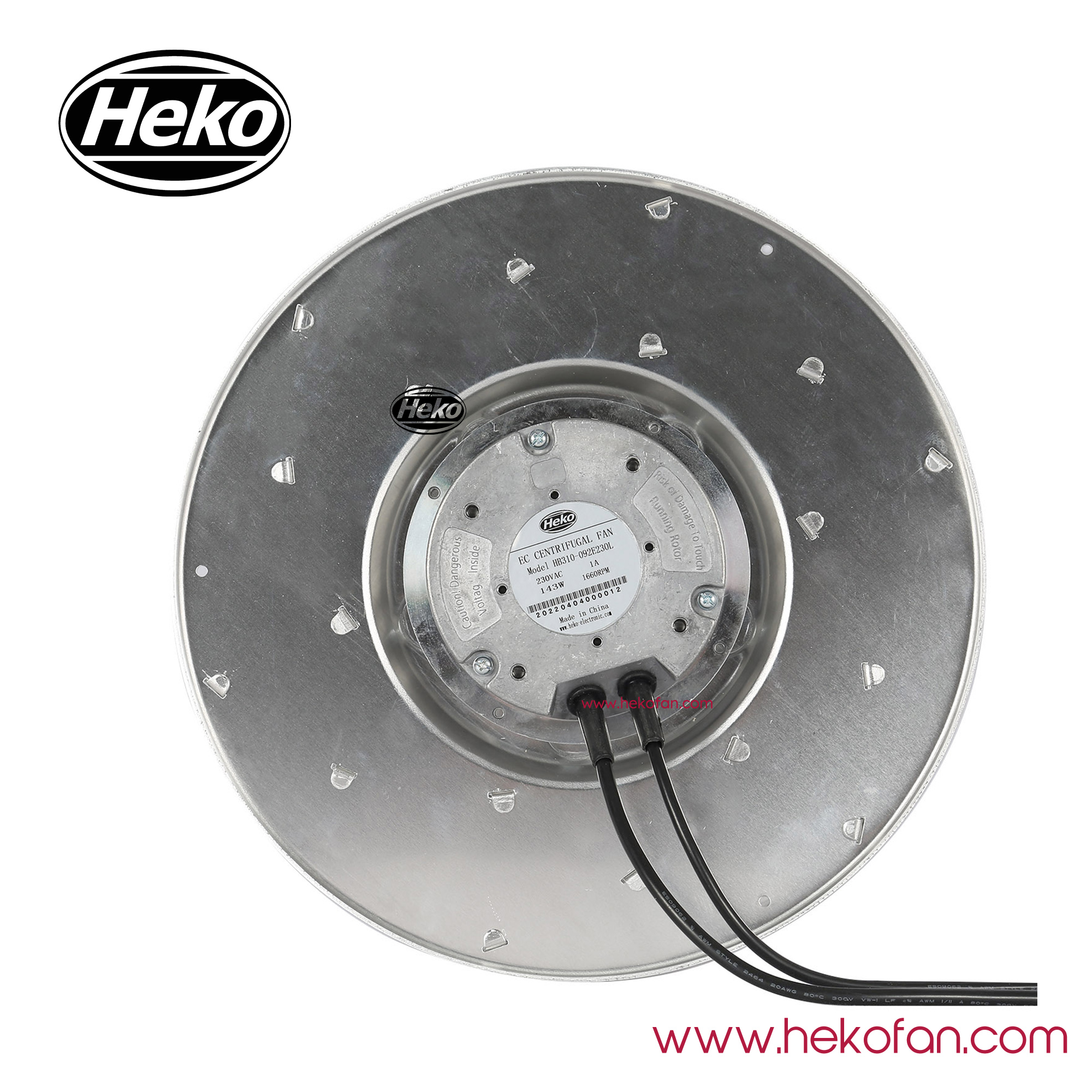 Ventilateur centrifuge incurvé vers l'arrière HEKO EC310mm 230VAC 