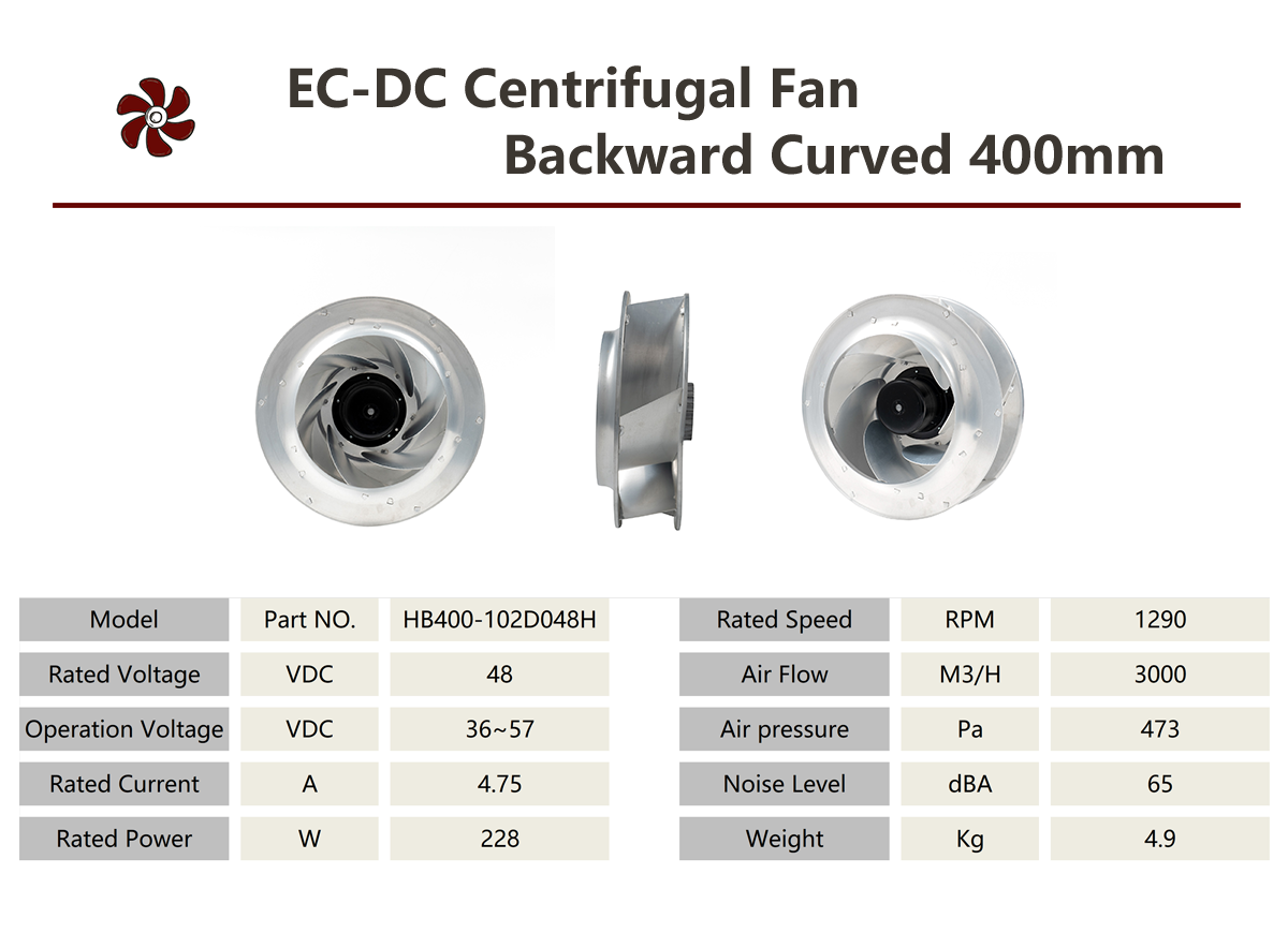 HEKO 400 mm puissant ventilateur centrifuge DC haute vitesse incurv&eacute; vers l'arri&egrave;re (2)