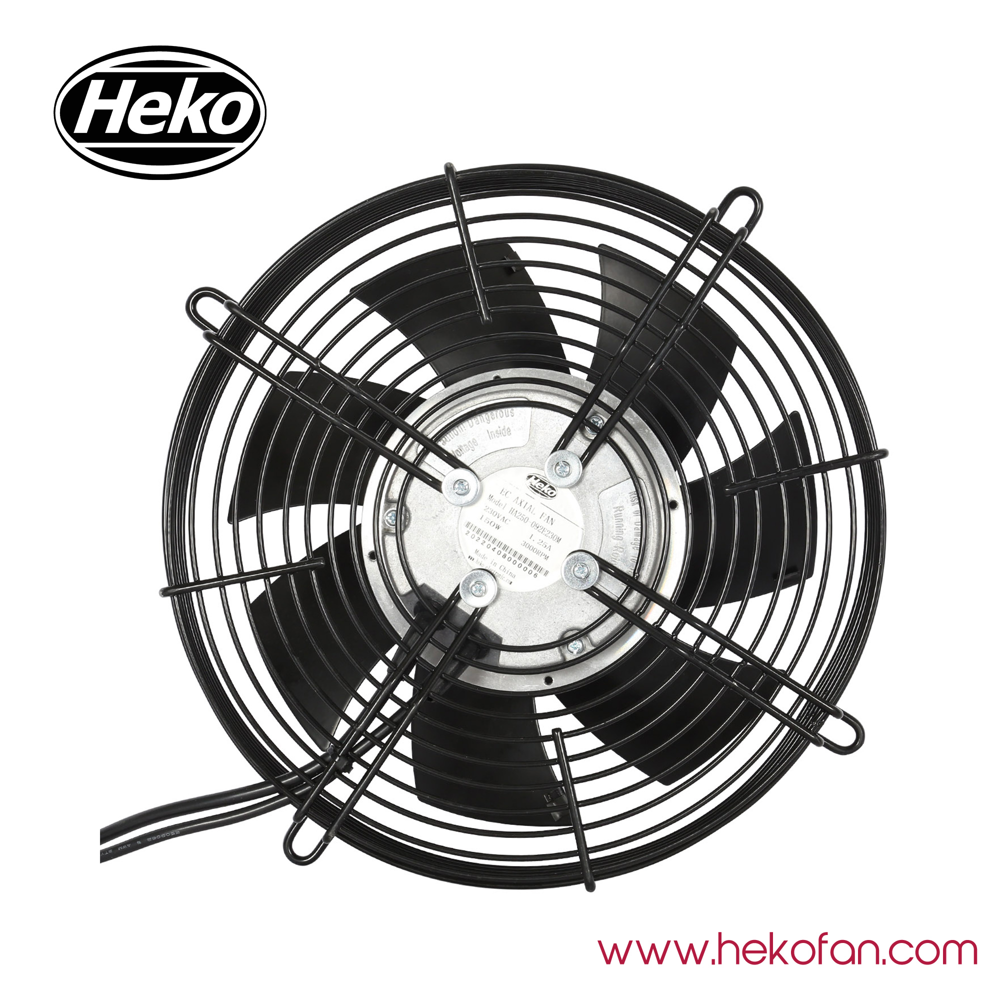 Acier portatif de HEKO EC250mm enduit dans les ventilateurs axiaux noirs